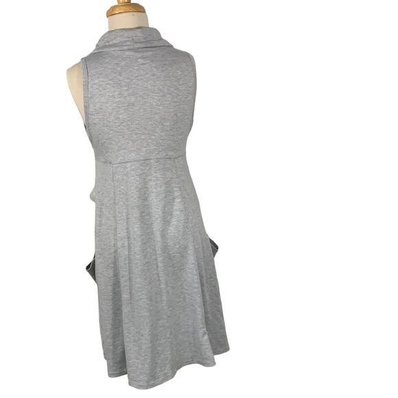 Dakini Grey Fabric Midi Dress Slouchy Pockets Sz M Zipper Neckline Sleev… - Picture 3 of 12